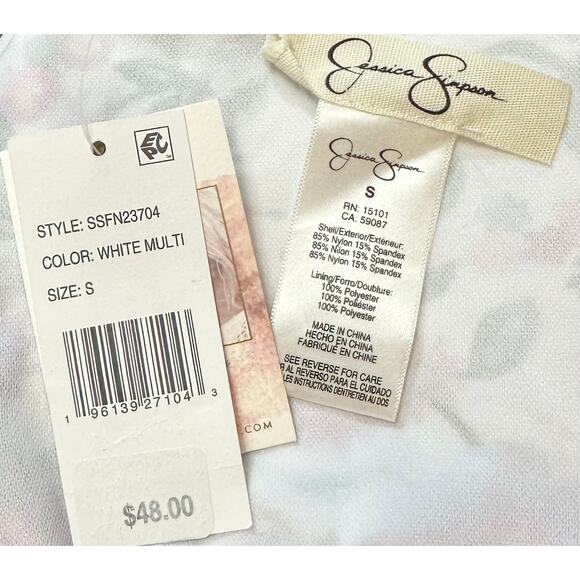 2/$15 NWT Jessica Simpson Floral Hipster Swim Bikini Bottoms Shirred Side Size S - Picture 5 of 6